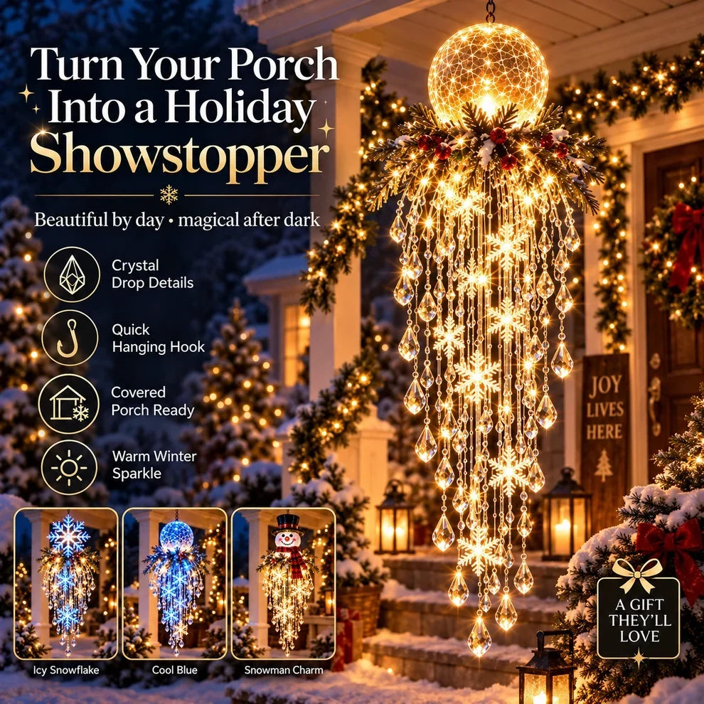 Crystal Cascade Christmas Light– Hanging Snowflake & Crystal LED Porch Décor ✨❄️