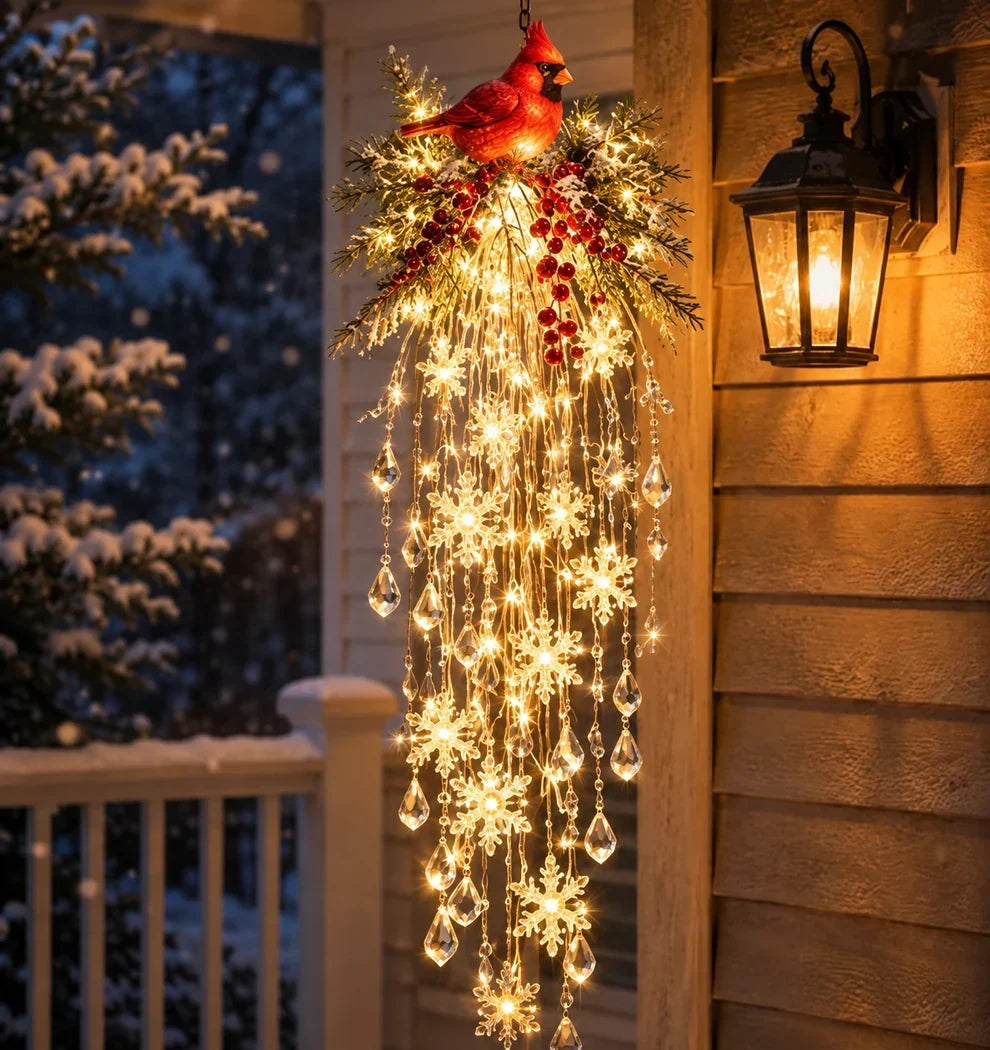 Crystal Cascade Christmas Light– Hanging Snowflake & Crystal LED Porch Décor ✨❄️