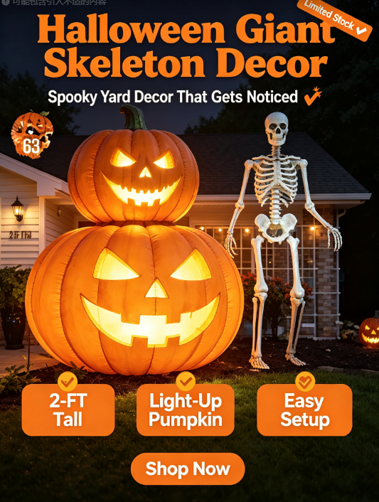 Last Day 60% OFF⏰️💀⚡Halloween Giant Skeleton Decor 🎃🔥